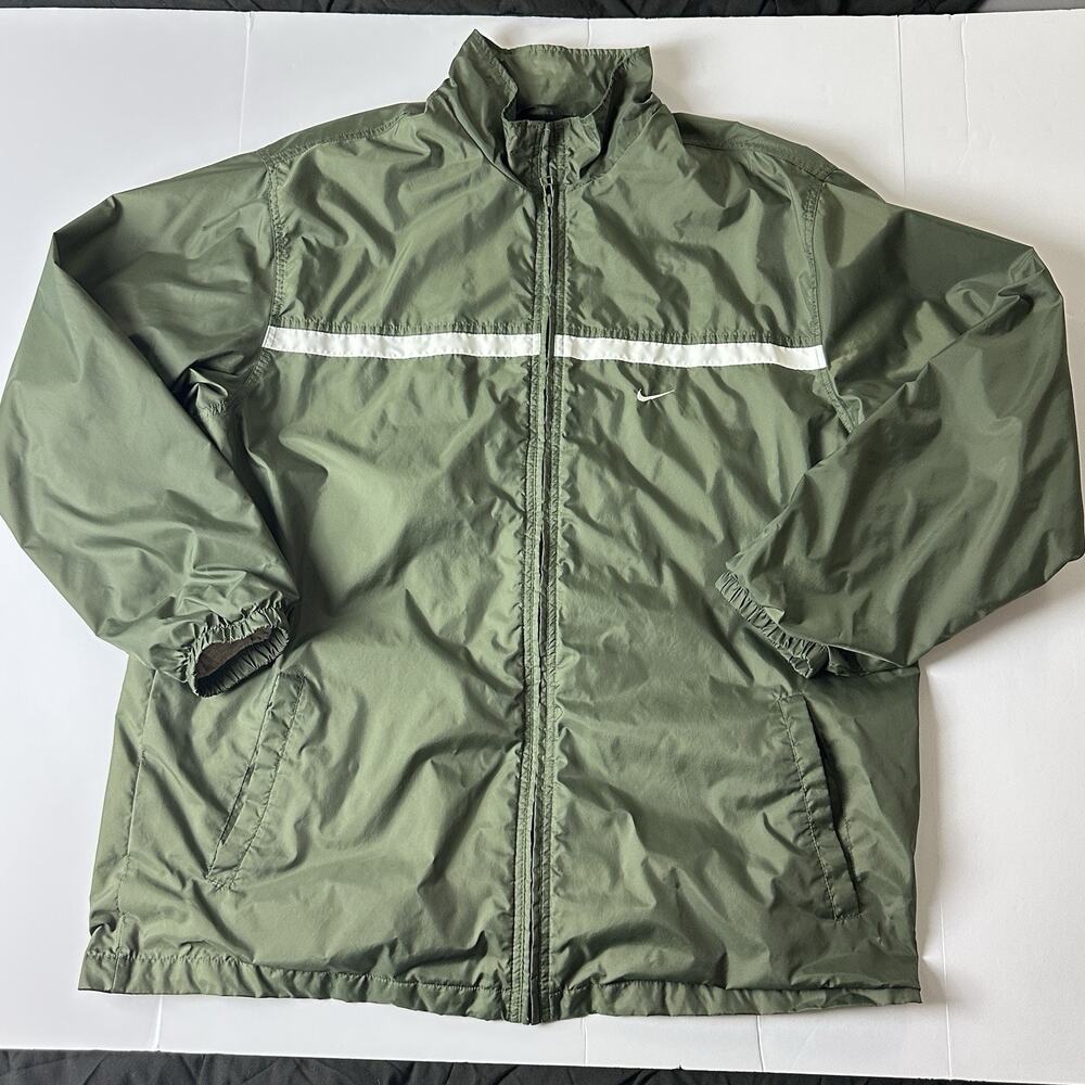VINTAGE Nike Jacket Mens Large L Green Full Zip Windbreaker Lightweight
